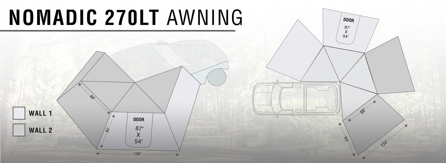 OVS Nomadic LT 270 Awning & Wall 1, 2, & Mounting Brackets - Passenger Side