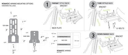 OVS Nomadic Awning 270 Awning & Wall 1, 2, & 3, Mounting Brackets - Passenger Side